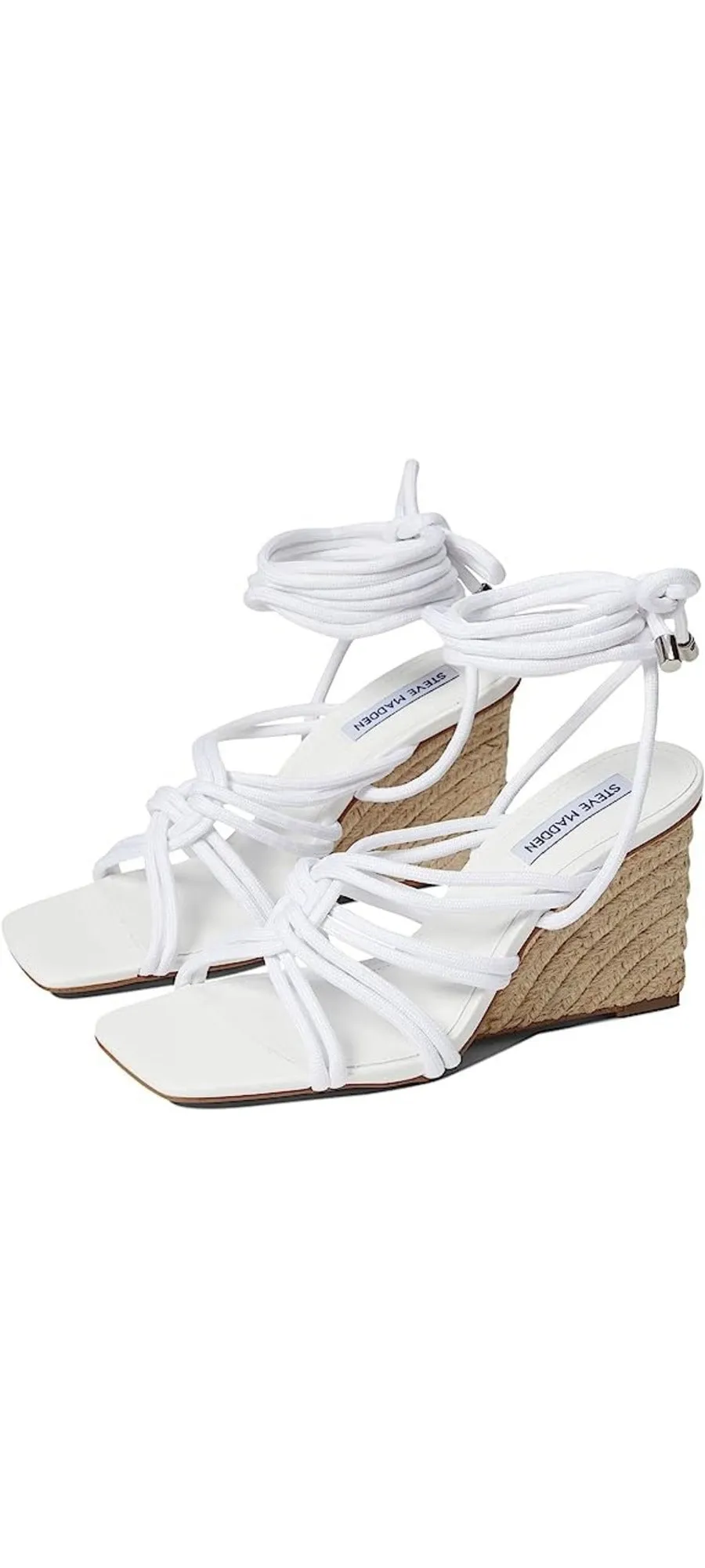 Up Squared Toe Wedge Recommended White Madden Tie Polished Strappy Sandals Heeled Idolized Steve Open
