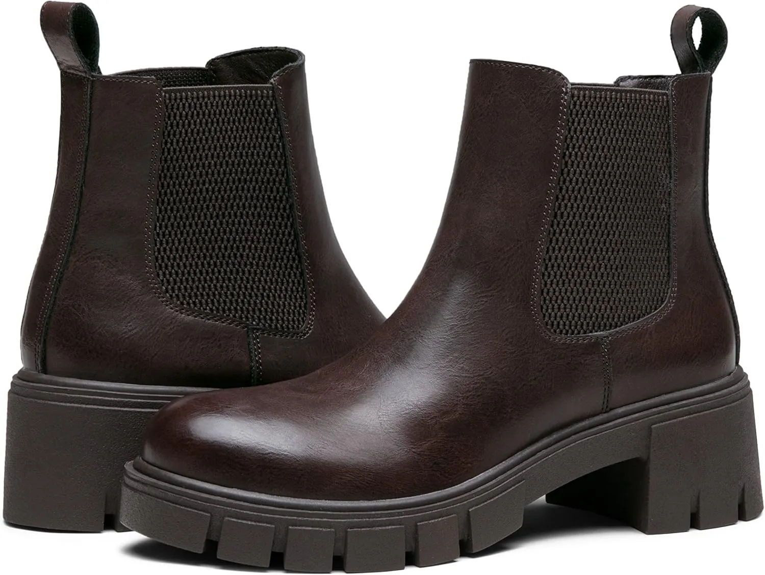 Vepose Women's 936 Chelsea Ankle Boots Platform Lug Sole Elastic Slip on Booties