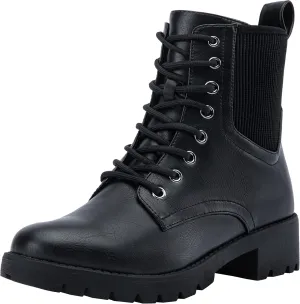 Vepose Women's Ankle Boots, Combat Lace up Booties with Inside Zipper