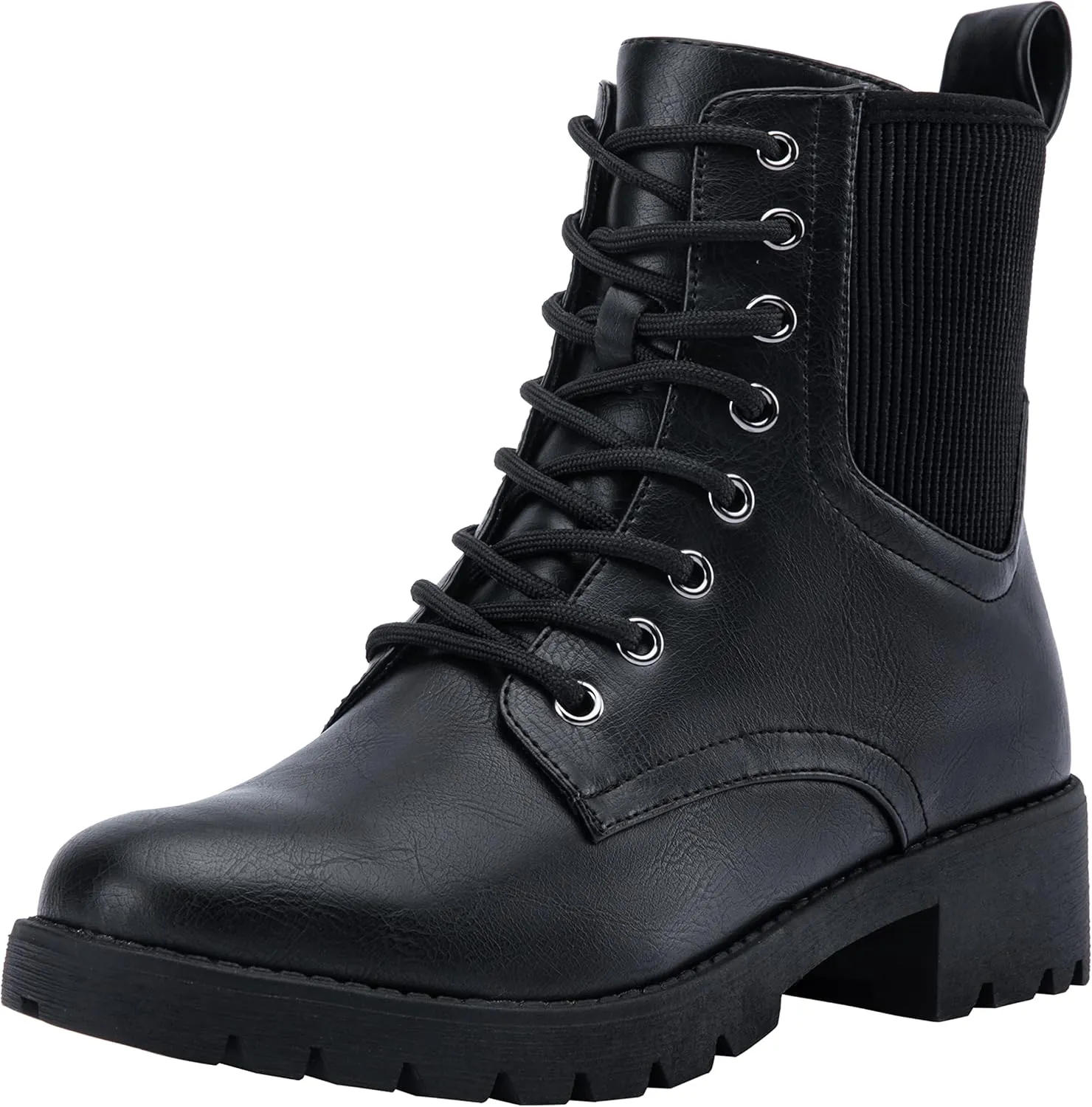 Vepose Women's Ankle Boots, Combat Lace up Booties with Inside Zipper