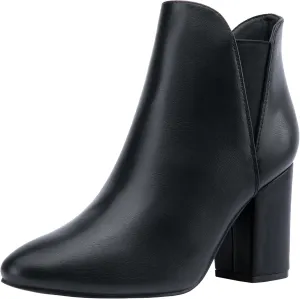 Vepose Women's Chelsea Ankle Boots Chunky Heel, Fall Dressy Booties Low Heel, Pointed Toe Short Boot with Inside Zipper
