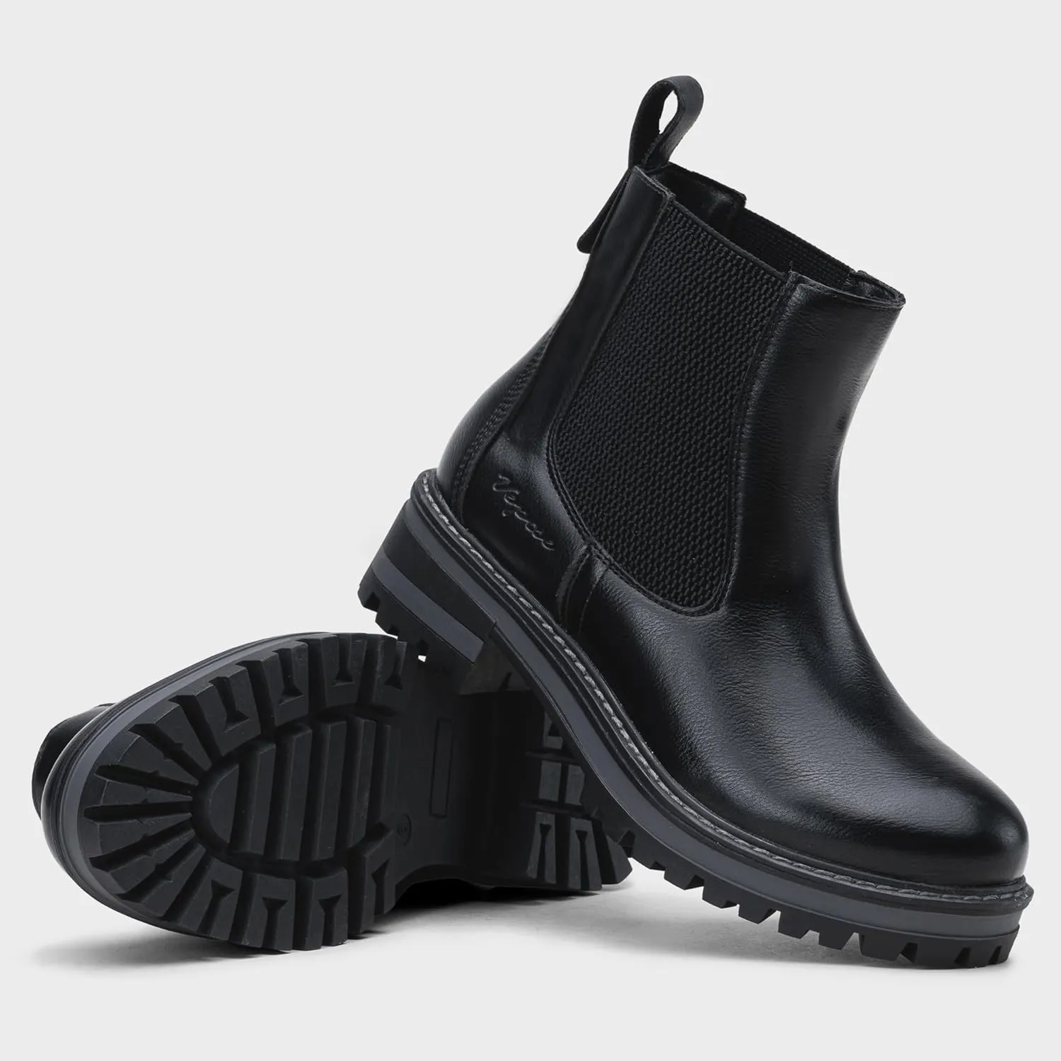 Vepose Women's Chelsea Ankle Boots Lug Sole Fashion Elastic Short Pull on 9608 Booties