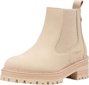 Vepose Women's Chelsea Ankle Boots Lug Sole Fashion Elastic Short Pull on 9608 Booties