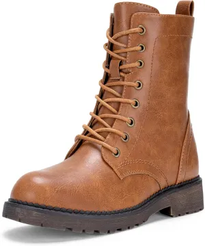 Vepose Women's Combat Ankle Black Flat Boots, Military Fashion 925 Booties Inner Zipper
