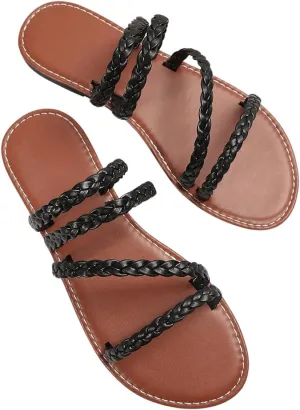 Verdusa Women's Cross Cross Straps Gladiator Sandals Strappy Slip On Summer Beach Slides