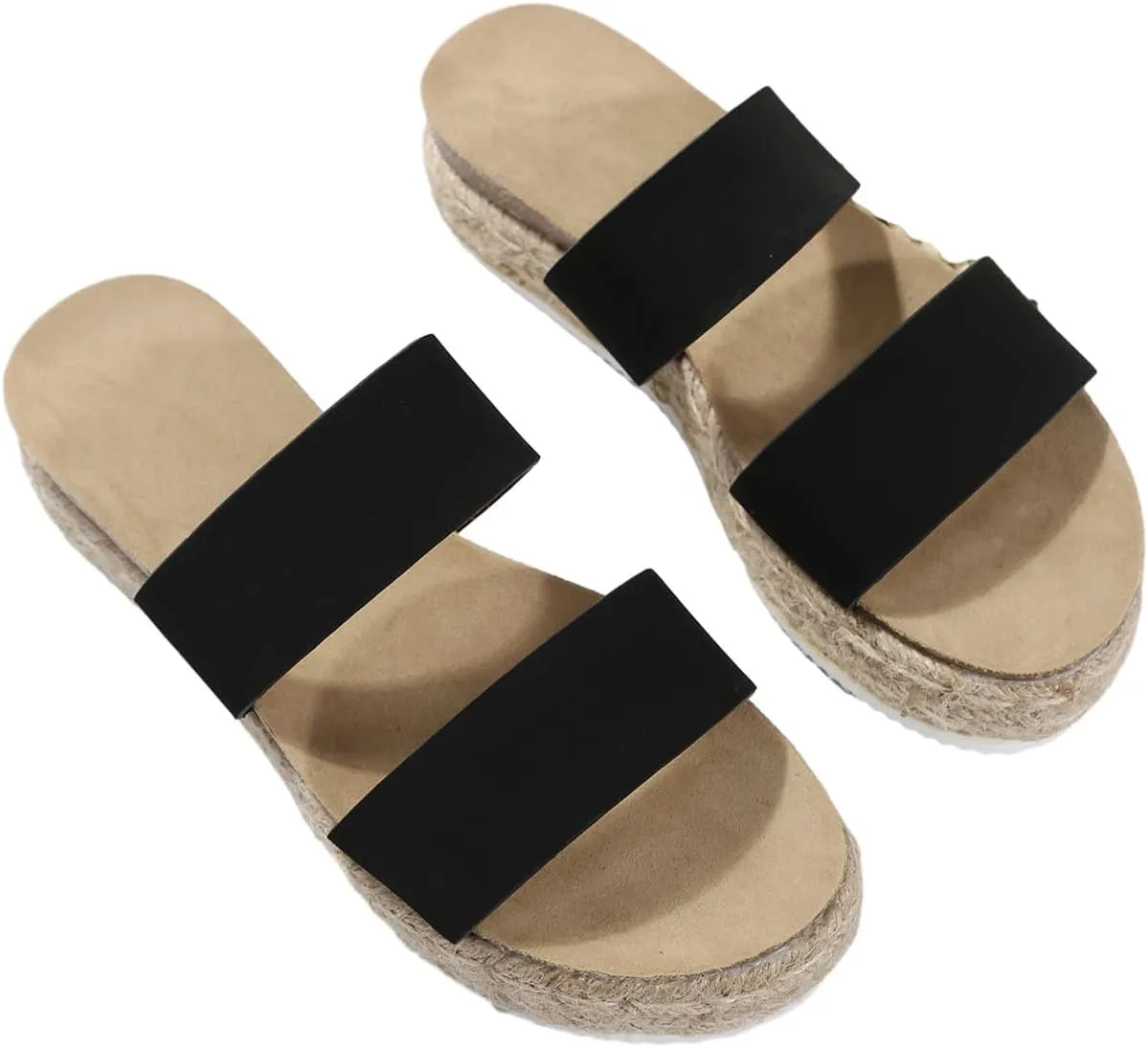 Verdusa Women's Platform Slip On Espadrille Sandals Wedges Slides Beach Sandals