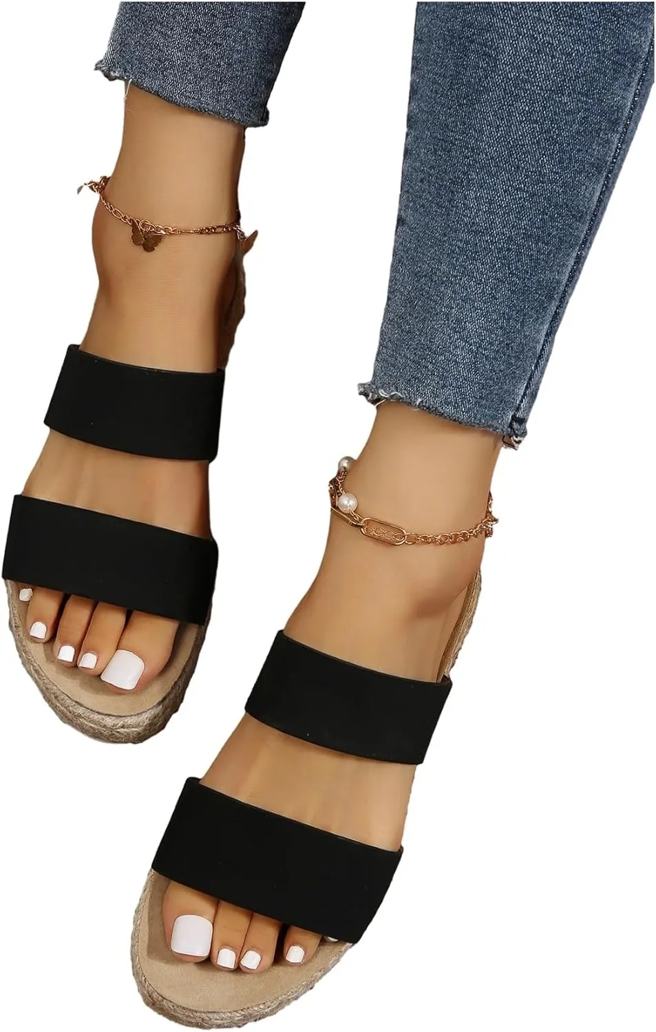 Verdusa Women's Platform Slip On Espadrille Sandals Wedges Slides Beach Sandals