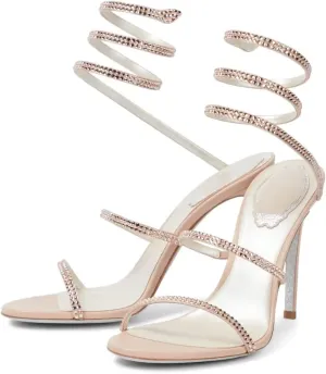 Vertundy Women’s Rhinestone Heeled Sandals - Gladiator Open Round Toe Stiletto High Heels Crystal Ankle Straps Dress Shoes for Party Wedding