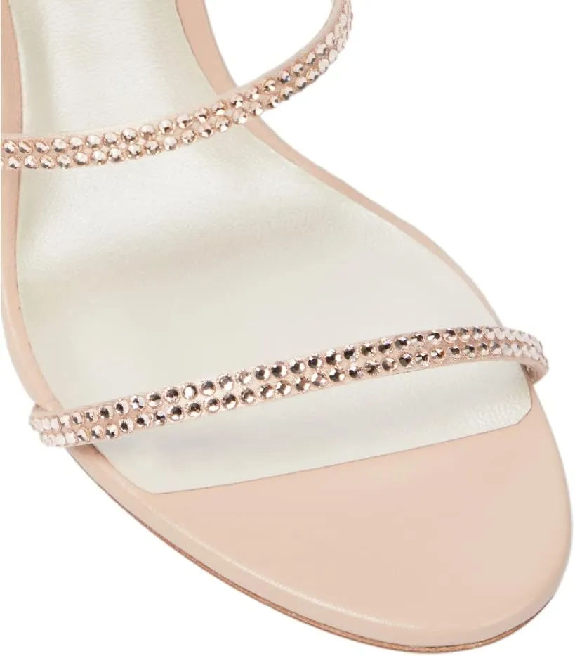 Vertundy Women’s Rhinestone Heeled Sandals - Gladiator Open Round Toe Stiletto High Heels Crystal Ankle Straps Dress Shoes for Party Wedding