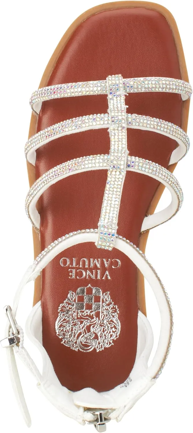 Vince Camuto Girls' Sandals - Open Toe Summer Strappy Flat Dress Gladiator Sandals with Adjustable Buckle Closure and Zipper