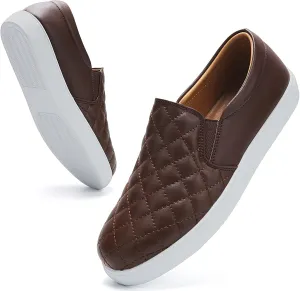 VOCNTVY Womens Loafers Comfort Casual Quilted Leather Slip On Sneakers