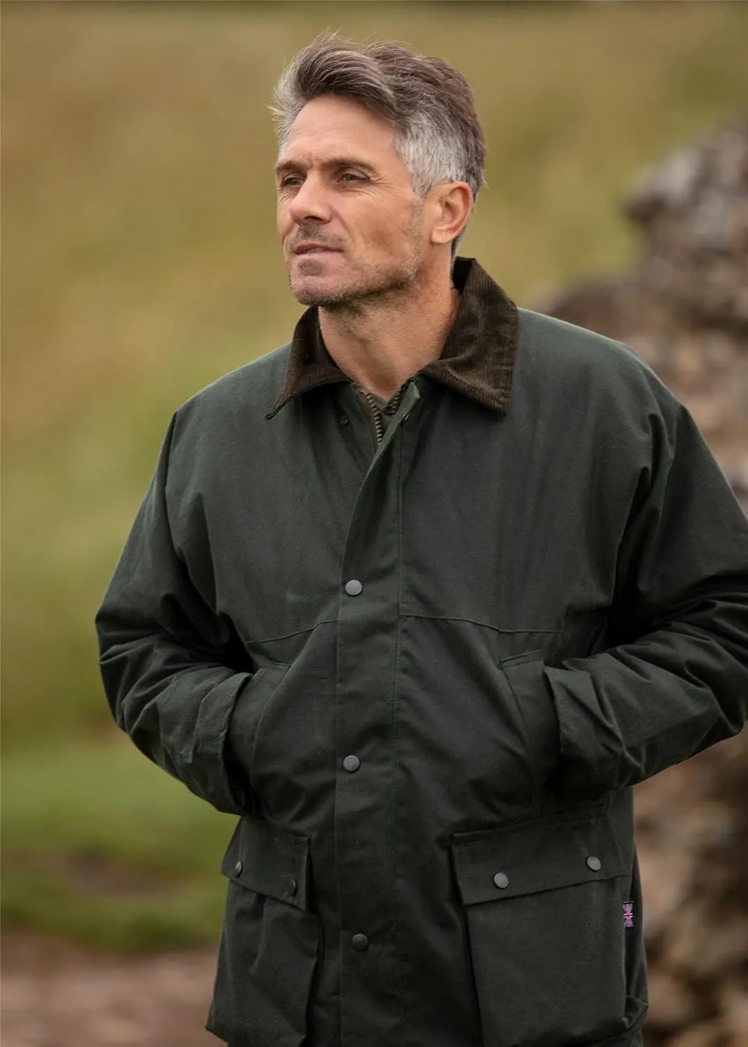 Walker and Hawkes Wax Unpadded Benson Jacket for Men - Lightweight Wind- and Waterproof Canvas Jacket, Premium Waxed Cotton