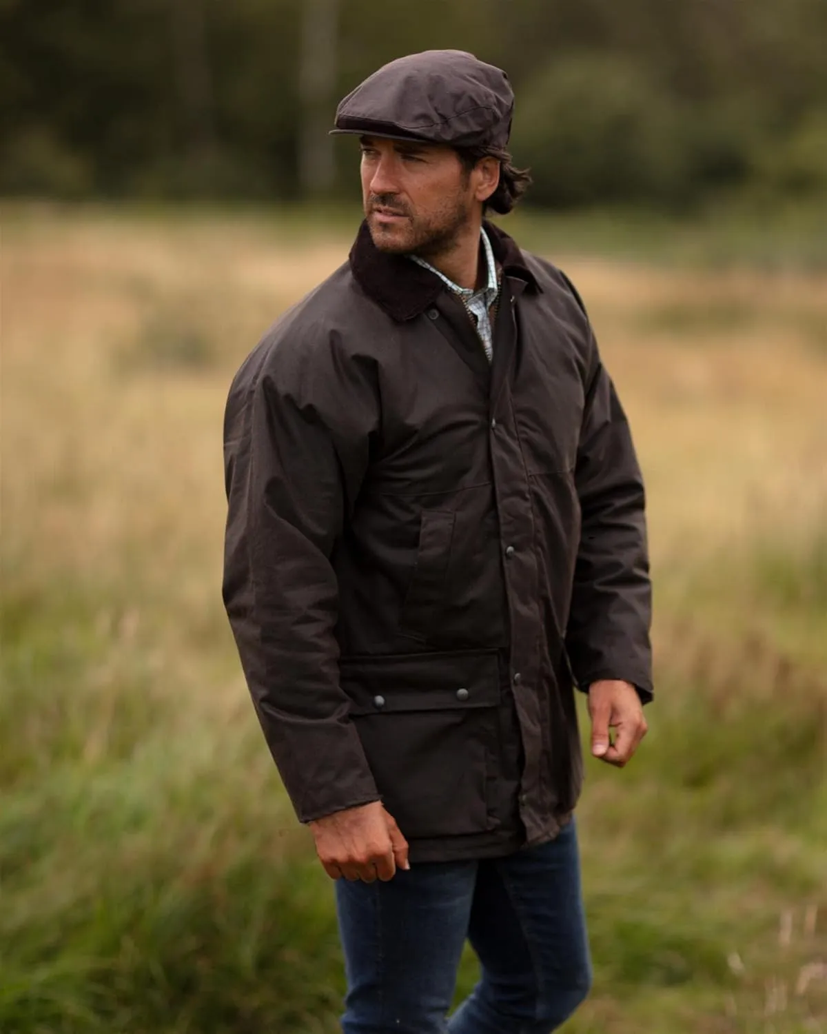 Walker and Hawkes Wax Unpadded Benson Jacket for Men - Lightweight Wind- and Waterproof Canvas Jacket, Premium Waxed Cotton
