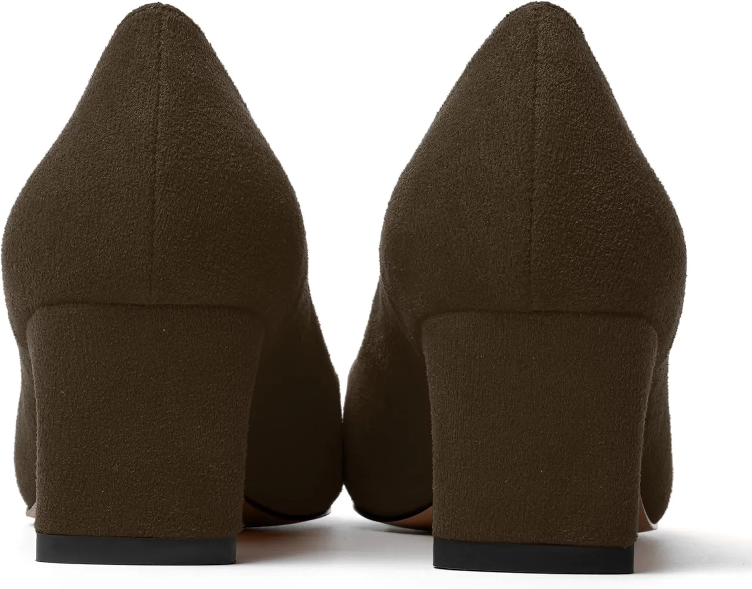 WAYDERNS Womens Solid Pointed Toe Slip On Dress Suede Wedding Chunky Low Heel Pumps Shoes 2 Inch