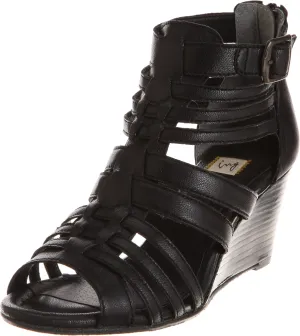 Wedge Gladiator Sandals, Black, 23.5 cm