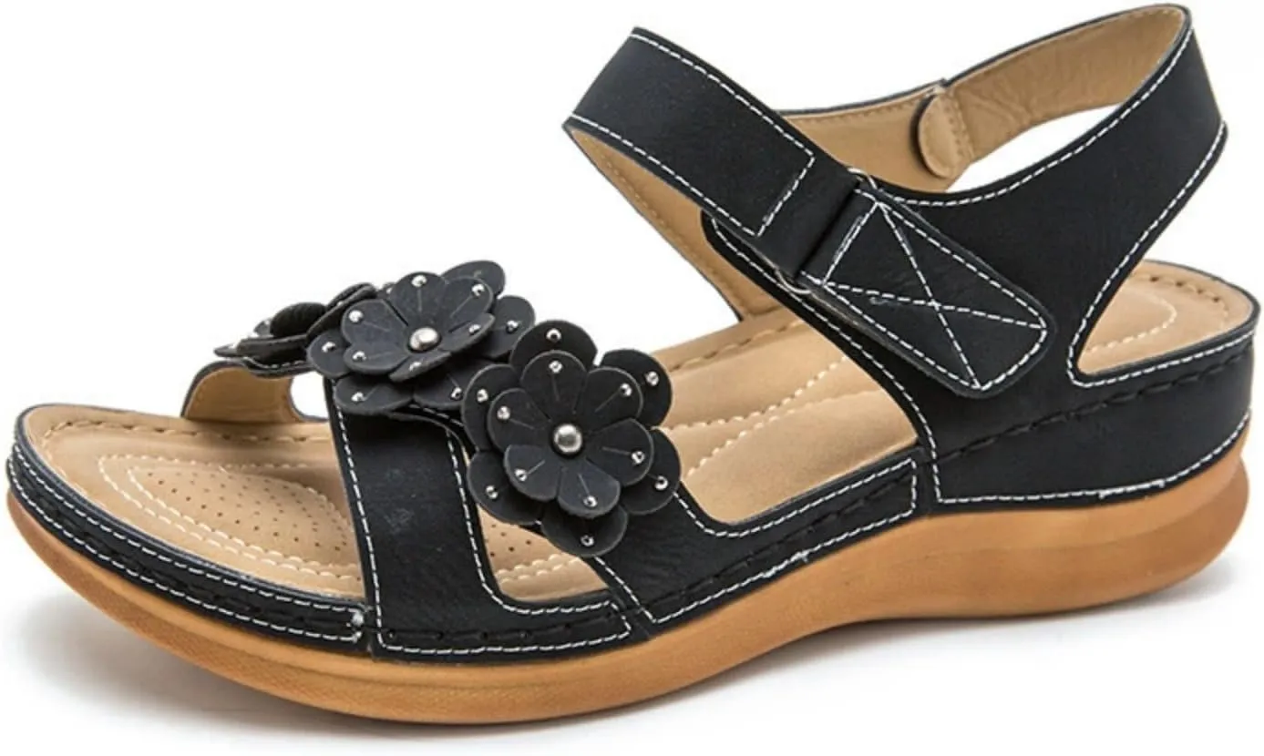 Wedge Sandals for Women Dressy: Comfortable Summer Platform Casual Dress Sandal Platform Ankle Strap Open Toe Dressy Walking Low Wedges with Adjustable Hook Loop Orthopedic Shoes