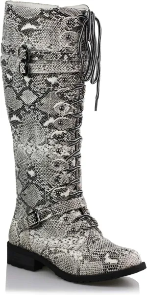 WEST COAST Women's Knee High Riding Boots Lace Up Buckles Winter Combat Boots