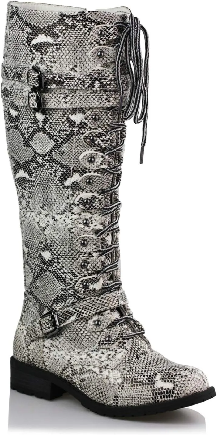 WEST COAST Women's Knee High Riding Boots Lace Up Buckles Winter Combat Boots