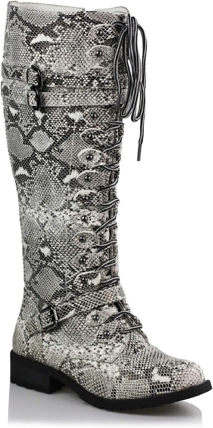 WEST COAST Women's Knee High Riding Boots Lace Up Buckles Winter Combat Boots