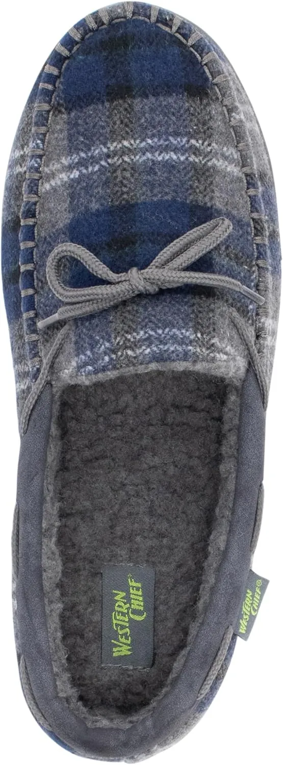 Western Chief Men's Moccasin Slippers - Warm Fleece House Shoes for Men, Indoor and Outdoor Slippers