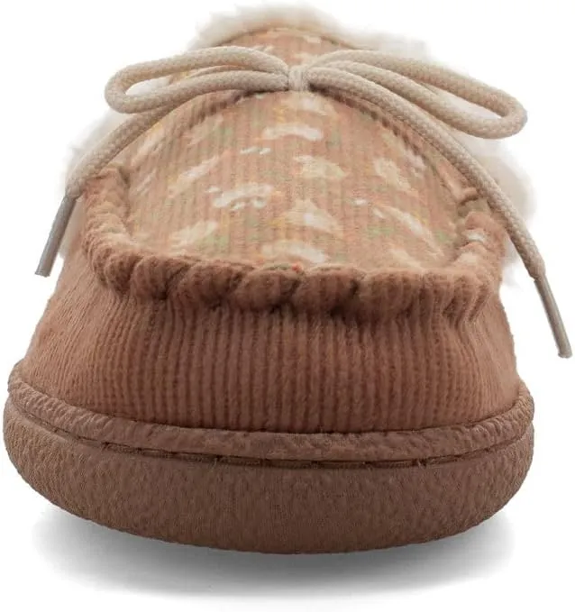 Western Chief Women's Elaine Slippers – Cozy Faux Fur Lining, Stylish Stitched Lace Detail for Indoor, Moccasin Slip-On Loafers Womens Shoes