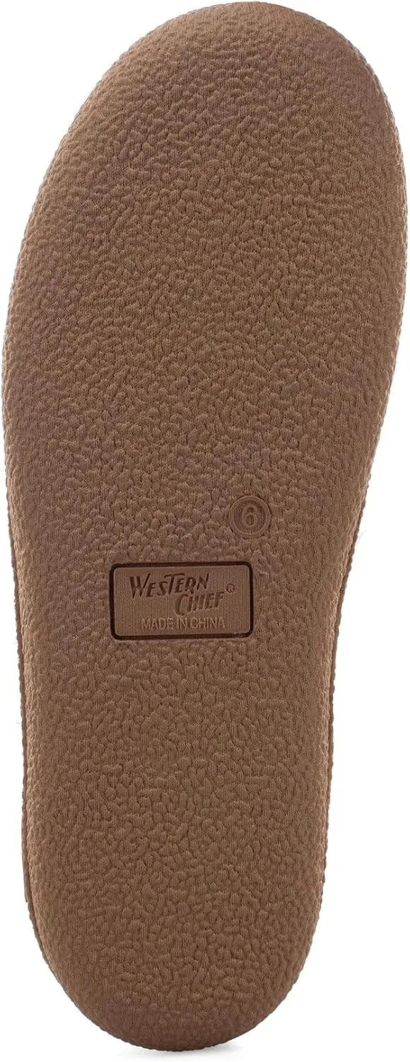 Western Chief Women's Elaine Slippers – Cozy Faux Fur Lining, Stylish Stitched Lace Detail for Indoor, Moccasin Slip-On Loafers Womens Shoes