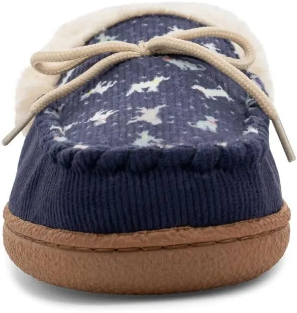 Western Chief Women's Elaine Slippers – Cozy Faux Fur Lining, Stylish Stitched Lace Detail for Indoor, Moccasin Slip-On Loafers Womens Shoes