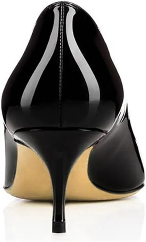 Women Fashion Pointed Toe Slip On Comfort Basic Kitten Heel Pumps Shoes