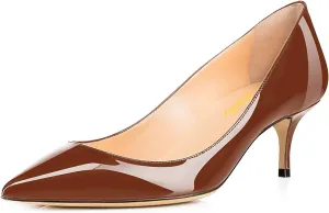 Women Fashion Pointed Toe Slip On Comfort Basic Kitten Heel Pumps Shoes