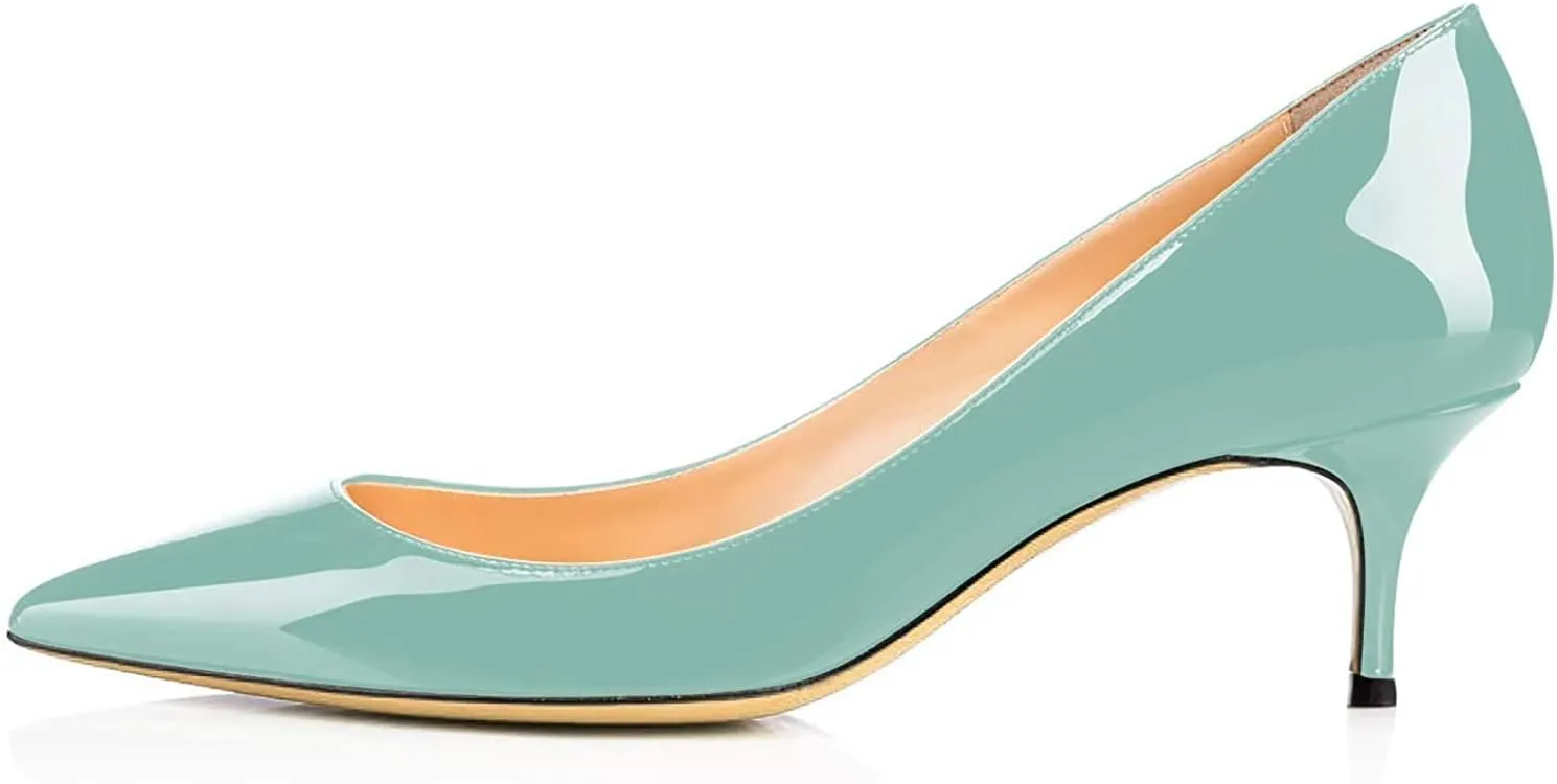 Women Fashion Pointed Toe Slip On Comfort Basic Kitten Heel Pumps Shoes