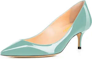 Women Fashion Pointed Toe Slip On Comfort Basic Kitten Heel Pumps Shoes