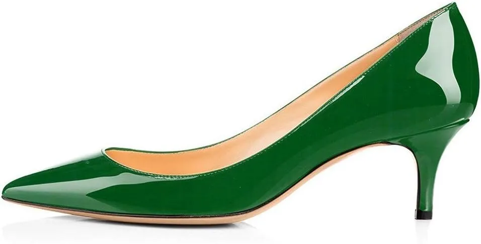 Women Fashion Pointed Toe Slip On Comfort Basic Kitten Heel Pumps Shoes