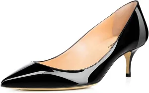 Women Fashion Pointed Toe Slip On Comfort Basic Kitten Heel Pumps Shoes
