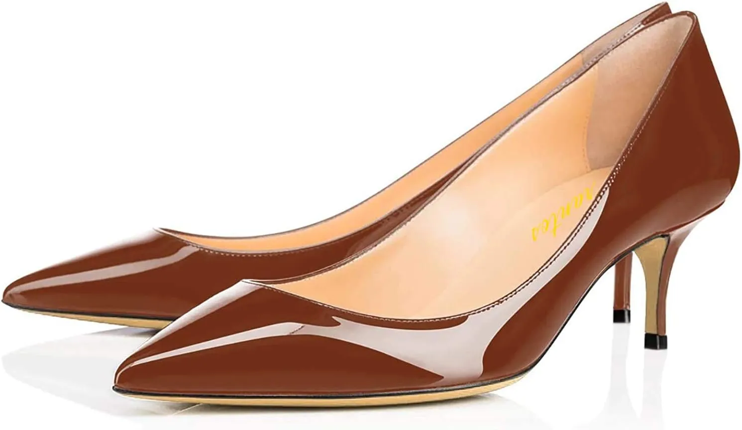 Women Fashion Pointed Toe Slip On Comfort Basic Kitten Heel Pumps Shoes
