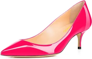 Women Fashion Pointed Toe Slip On Comfort Basic Kitten Heel Pumps Shoes
