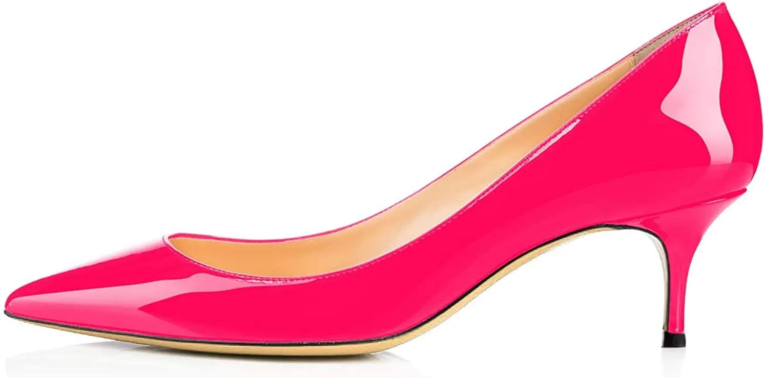 Women Fashion Pointed Toe Slip On Comfort Basic Kitten Heel Pumps Shoes