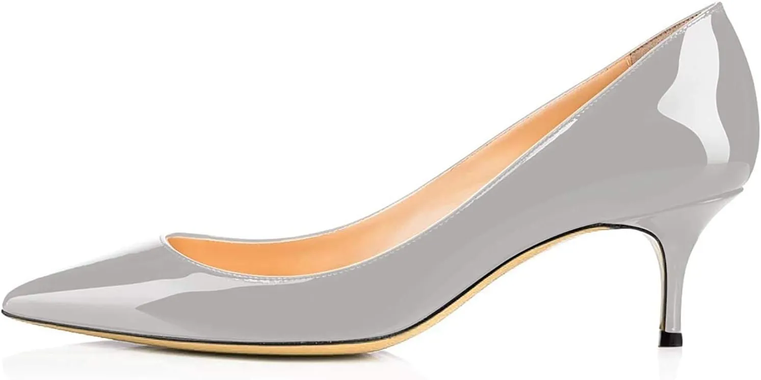 Women Fashion Pointed Toe Slip On Comfort Basic Kitten Heel Pumps Shoes