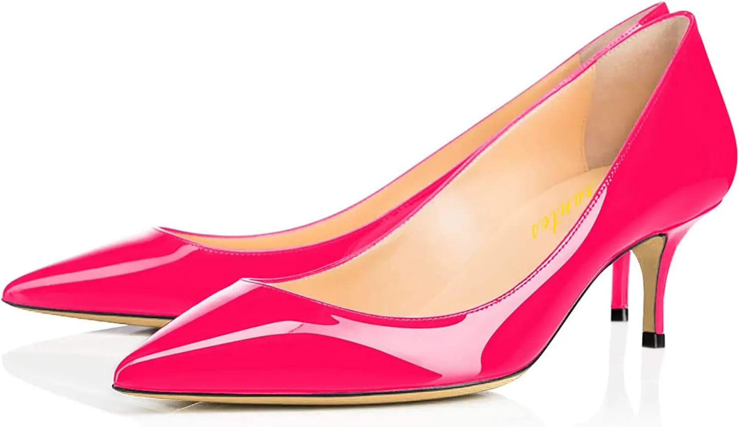 Women Fashion Pointed Toe Slip On Comfort Basic Kitten Heel Pumps Shoes
