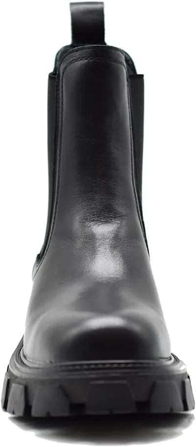 Women's 100% Genuine Leather Chelsea Black Boots Ankle Booties