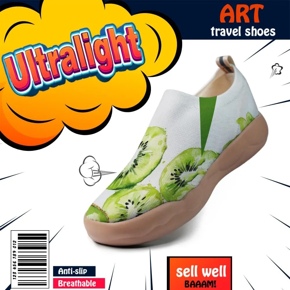 Women's Abstract Art Slip-On Walking Loafers Elastic Collar Breathable Sneakers Machine-Washable Knitted Travel Shoes