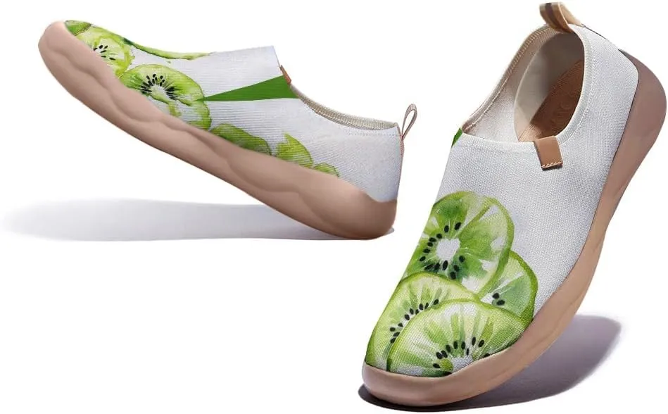 Women's Abstract Art Slip-On Walking Loafers Elastic Collar Breathable Sneakers Machine-Washable Knitted Travel Shoes