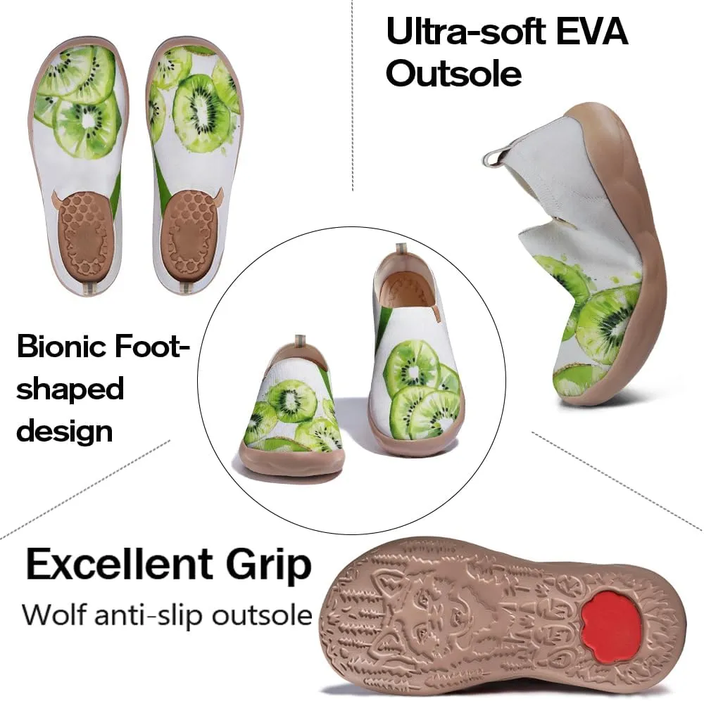 Women's Abstract Art Slip-On Walking Loafers Elastic Collar Breathable Sneakers Machine-Washable Knitted Travel Shoes