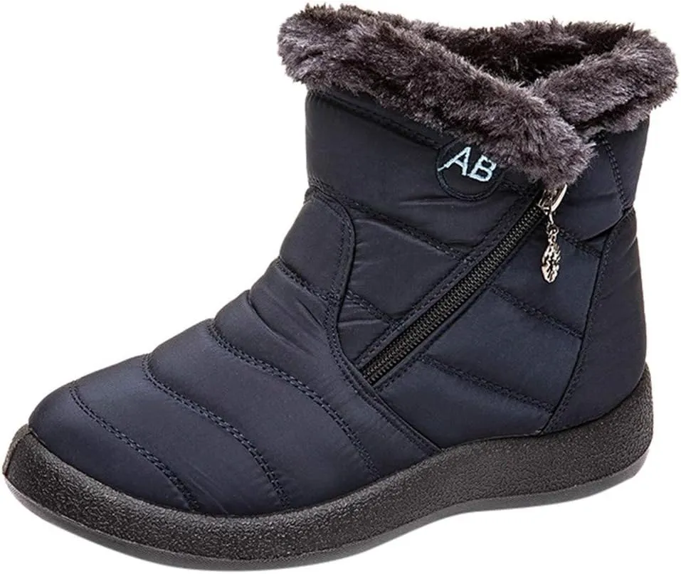 Womens Boots Snow Women's Faux Fur Boot Furry Fluffy Short Snow Boot Mid-Calf Boots Womens Wide Width Snow Boots Tall Zapatos De Mujer Para Nieve Botas De Invierno Para Mujer Con Tacones