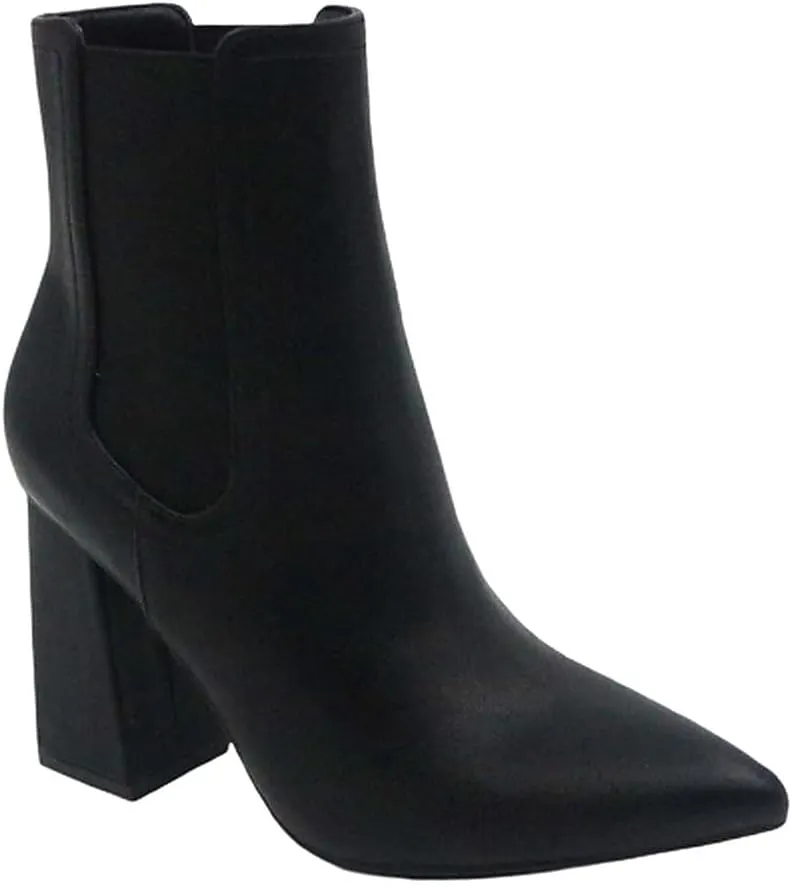 Women's Chunky High Heel Ankle Booties Pointed Toe Boots