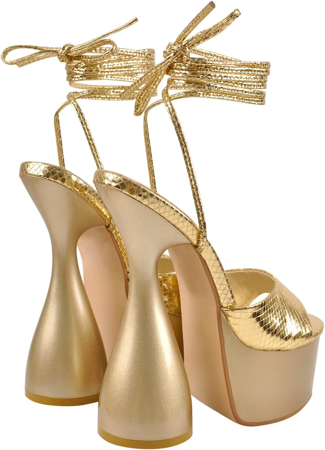 Women's Chunky Platform Heels Lace-Up Gladiator High Heel Sandals