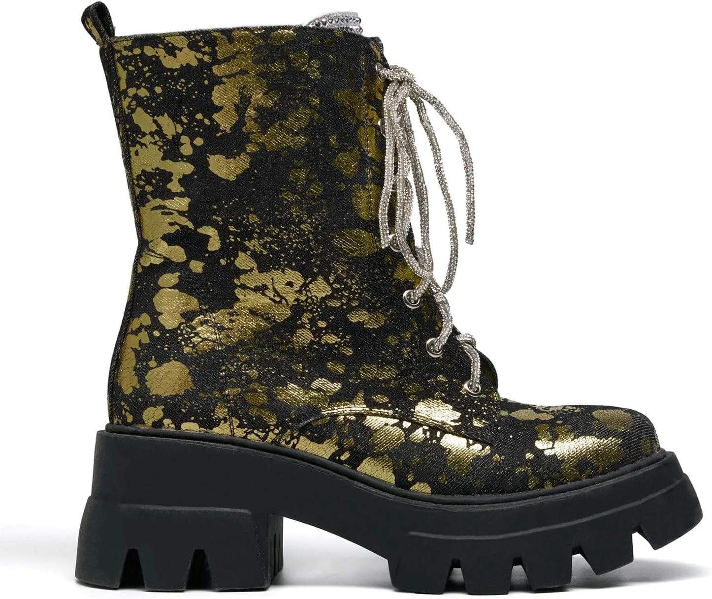 Women's Combat Boot Zebra Platform Ankle Adjustable Lace-Up Vamp Inside Zipper Fashion Party Boots