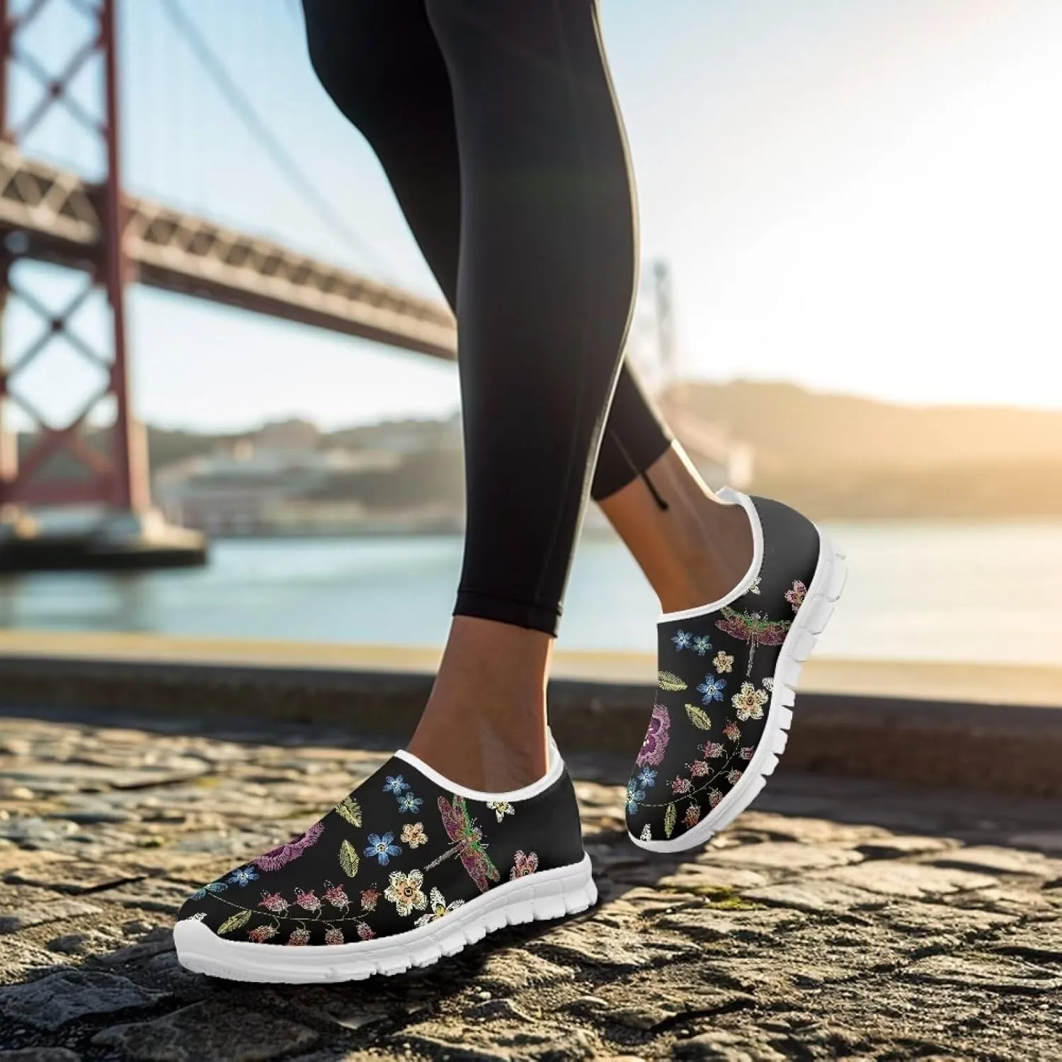 Women's Dragonfly Sneakers Casual Low Top Running Sneaker Soft Breathable Holiday Slip On Athletic Shoes for Womens