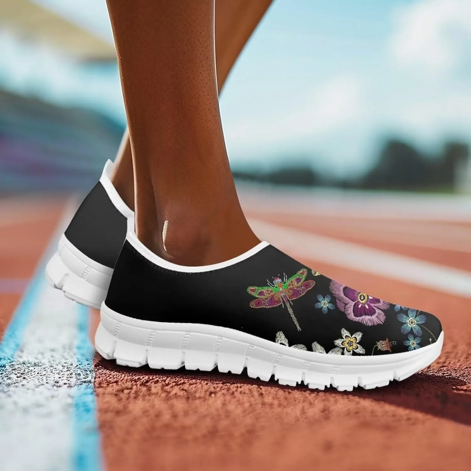 Women's Dragonfly Sneakers Casual Low Top Running Sneaker Soft Breathable Holiday Slip On Athletic Shoes for Womens