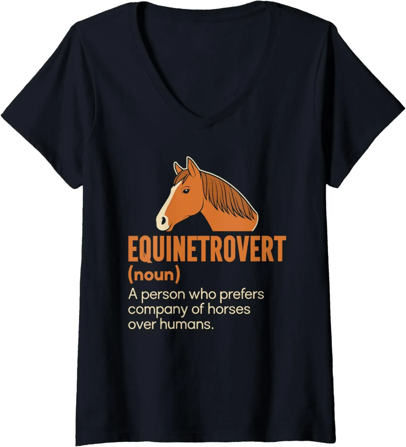 Womens Equinetrovert Horse Lover Equestrian Horseback Rider Women V-Neck T-Shirt