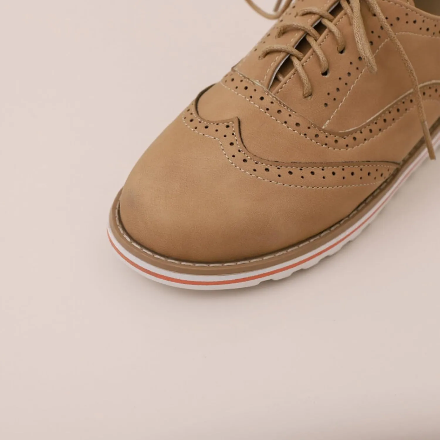 Women's Flats Lace-Up Oxfords Shoes Round Toe Low Platform Wingtip Brogues Classic Comfortable Derby Saddle Pumps